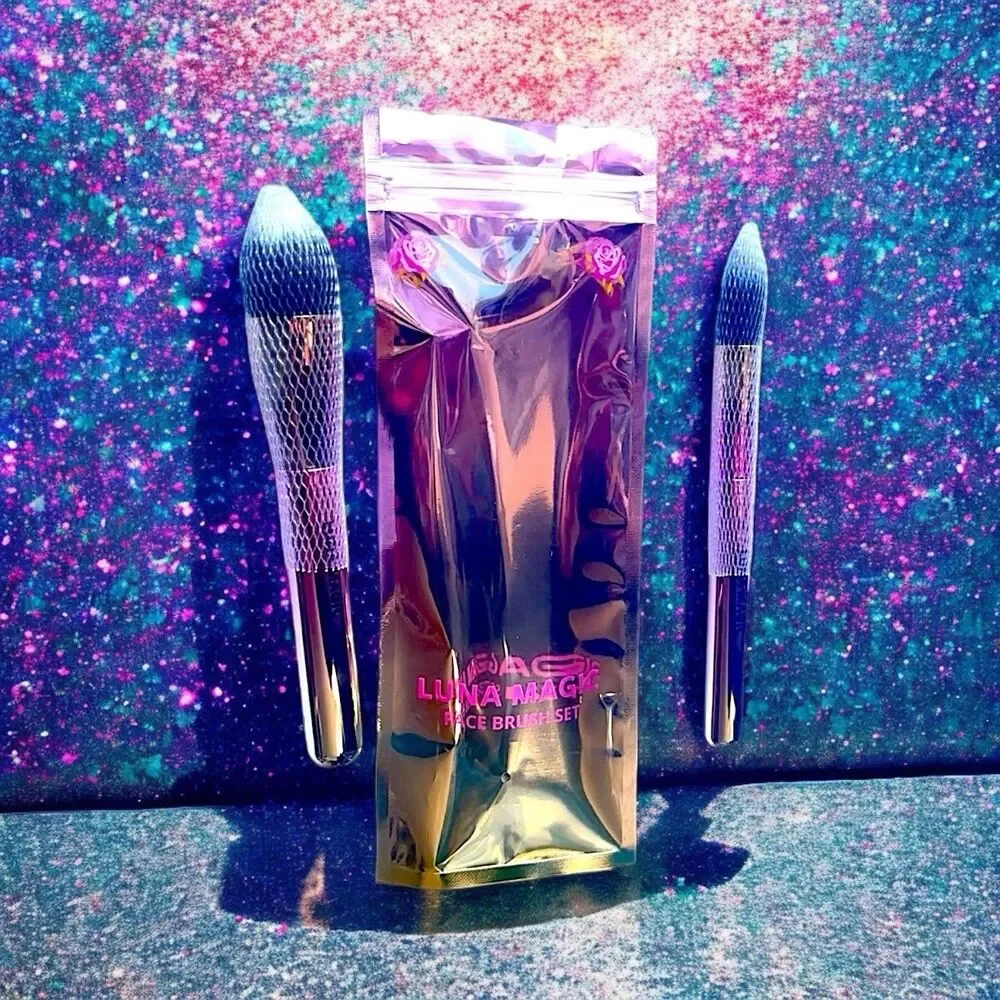 Luna Magic Face Brush Set - 2 Piece - Glow Up And Blend The Rules NIP